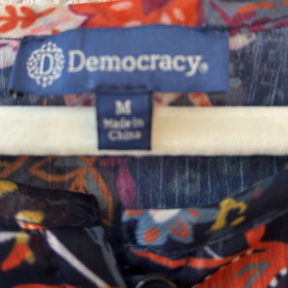 Democracy | Flowy Semi-Sheer Long Blouson Sleeve Blouse with Smocked Hem M… - Picture 8 of 10